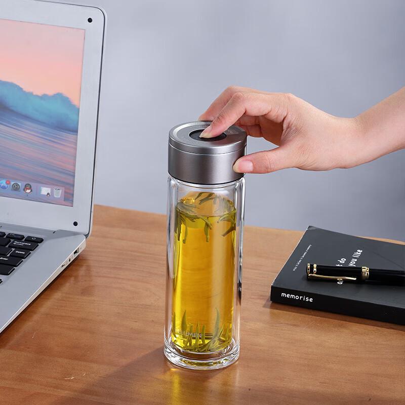 Druman 300ml Double-Layer Insulated One-Touch Glass Cup