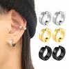 1/3 Pair Classic Korean Punk Stainless Steel Ear Clip Earrings for Men Women Black No Pierced Fake Ear Circle New Pop Zircon
