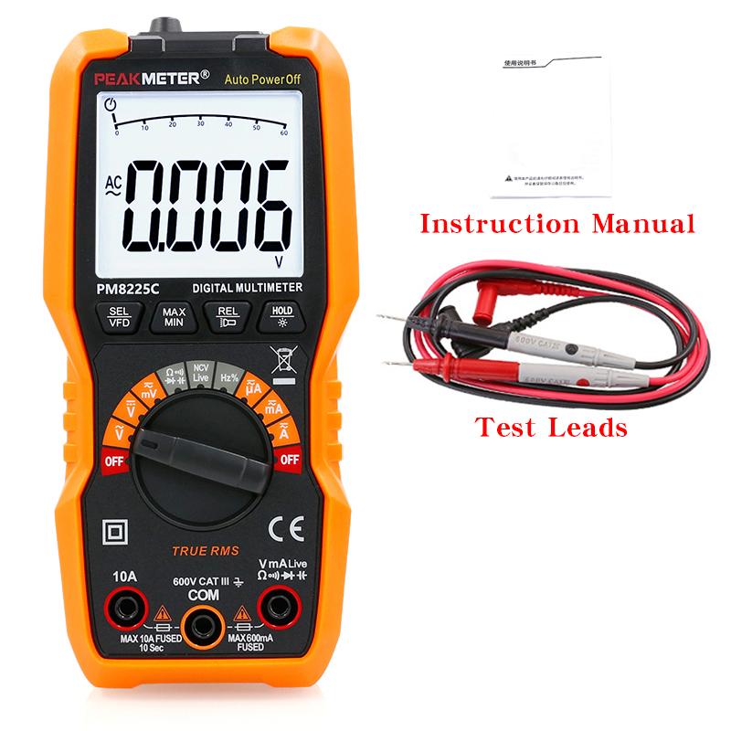 PEAKMETER PM8225D Electrician Multimeter Universal High-Precision Digital Display Smart Burn-Proof Household Electric Meter