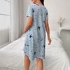 Women S Short Sleeve Cartoon Print Sleep Dress Casual Homewear