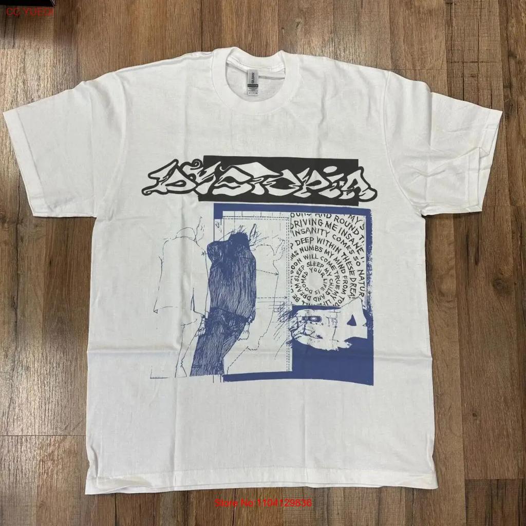 Vintage Style Dystopia Sleep Punk Patch Music Short Sleeve White Shirt Kv34093 Vintage Graphic Unisex Homme