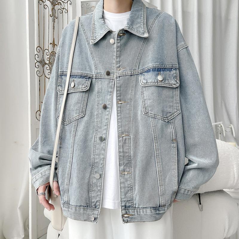 Denim Jacket Men's Spring and Autumn New Korean Style Loose Trendy Top Retro Comfortable Lapel Jacket for Men