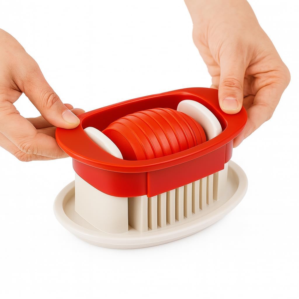 Tomato Slicer and Egg Cutter Salad Maker with Safety Holder Stainless Steel Sharp Blade Vegetable Salad Maker with Safety Holder