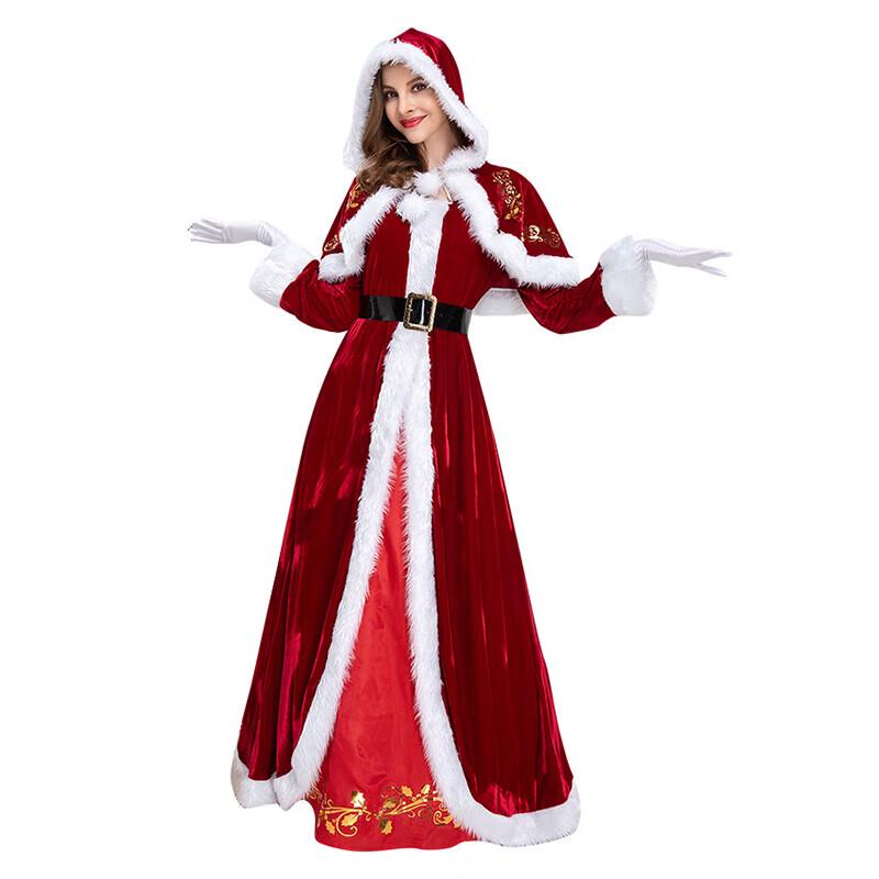 Damen Samt Weihnachtsmann Kostüm Set