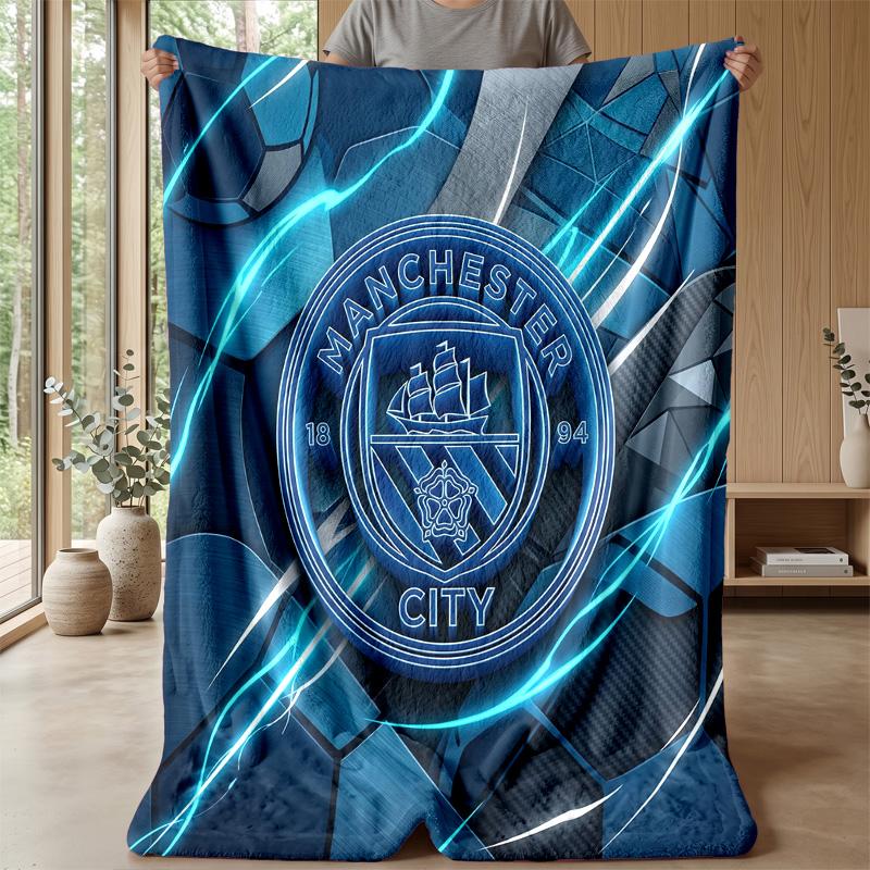 Coperta a tema Manchester City Morbida coperta in flanella Coperta morbida da divano Coperta accogliente per divano e letto per la decorazione della casa