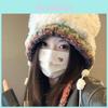Plush Bear Knit Hat With Colorful Ties For Winter Warmth And Windproof Protection