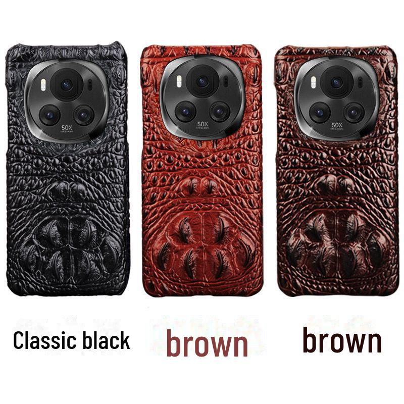 

Чехол для телефона Honor Magic6 Ultimate/Pro с изображением черепа из крокодиловой кожи Magic4 Ultimate коричневый