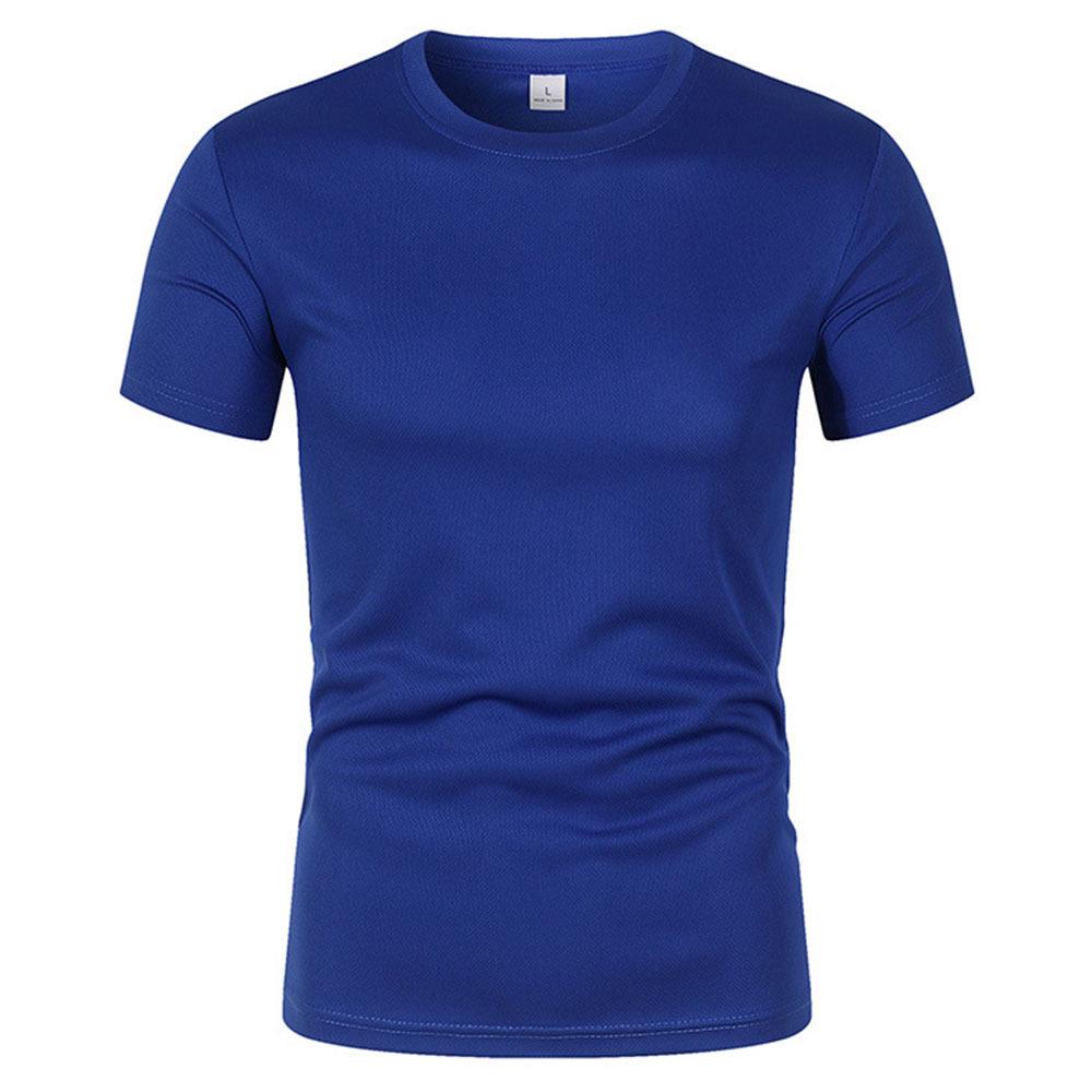 Men's Quick-Dry Mesh Sports T-Shirt - Short Sleeve, Round Neck, Solid Color