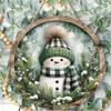 Rustic Farmhouse Snowman Print Round Wooden Hanging Plaque Winter Pine Wreath Wall Decor Front Door Hanging Sign Indoor Outdoor Holiday Decoration