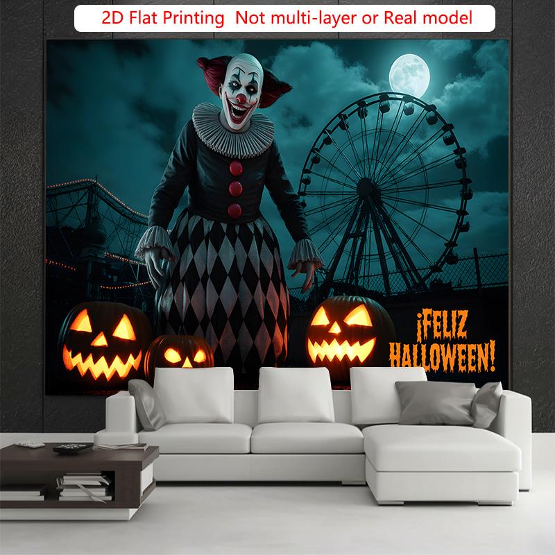 Party Backdrop Halloween Flat Spooky Clown Event Backdrop Decoration Party Decor