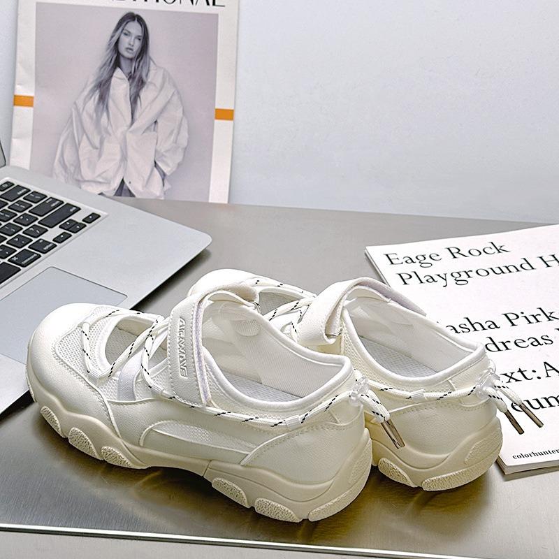 Thick-soled heightening senior dad shoes women's summer new hollow breathable sports mesh shoes sandals