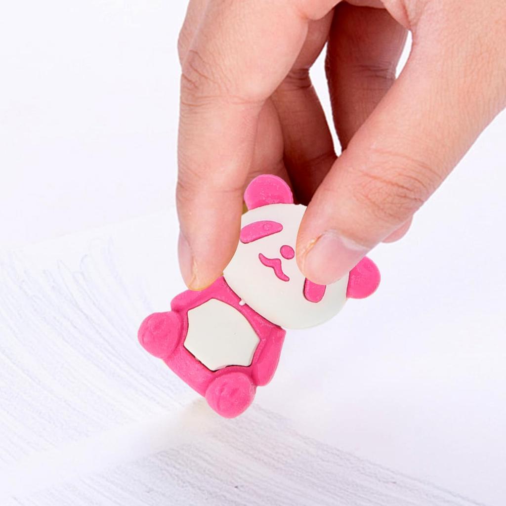 Gadpiparty Tier-Radiergummi-Set Cartoon-Panda-Design Radiergummi Niedliche Schreibwaren für Kinder Schulbedarf Zeichnen Kunst 16-teilig - - - - & (Zufällige Farben)
