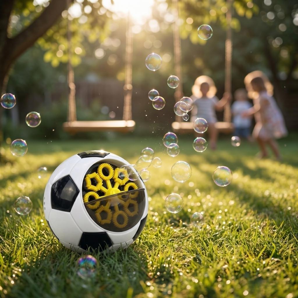 Automatic Soccer Ball Bubble Machine Toy with Multiple Bubble Wands for Outdoor Indoor Play Kids Entertainment and Parties