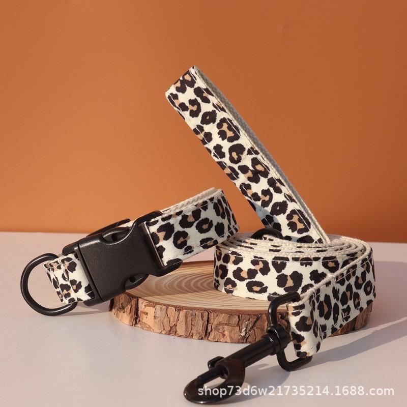 Leopard Print Dog Collar Adjustable Thickened Comfortable Small Medium Large Dogs