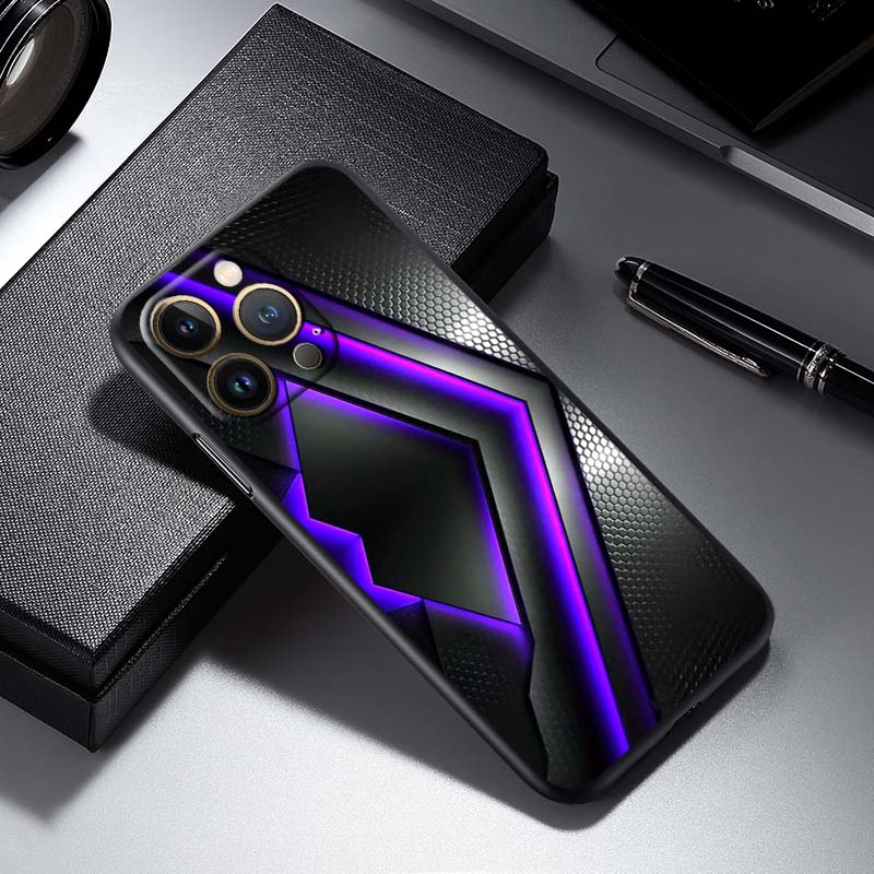 Technology Carbon Fiber Art Phone Case For Apple iPhone 17 16 16E 15 14 13 12 11 Pro Max Plus Black Soft Silicone