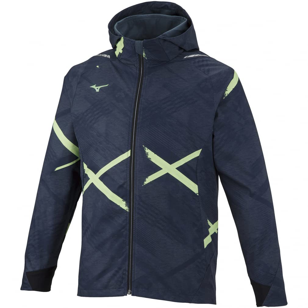 

Mizuno Training Wear Stretch Windbreaker Synergy Sports Sea Size Size S Jacket, Design, Player-Linked Pattern, Water-Repellent, Outerwear, Navy,