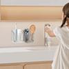 Toothbrush Holder With Tray, Wall Mounted, Non Perforated Bathroom Storage Rack, Toothpaste Storage