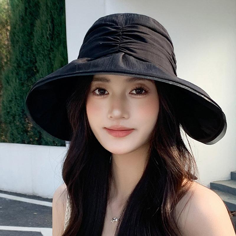 Sun-Protection Hat Women's Summer Outdoor Big-Brim Sunshade Hat with Peach Tail for Traveling Sun Hat Fisherman Hat