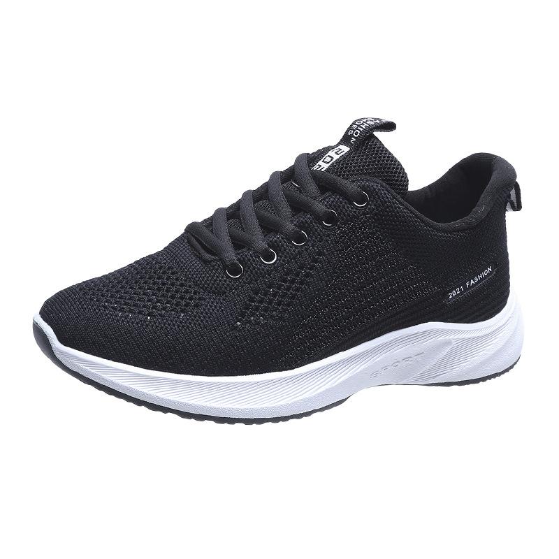 2021 summer Korean version of versatile student running shoes, lightweight soft-soled comfortable travel shoes, hollow flying woven sports shoes 