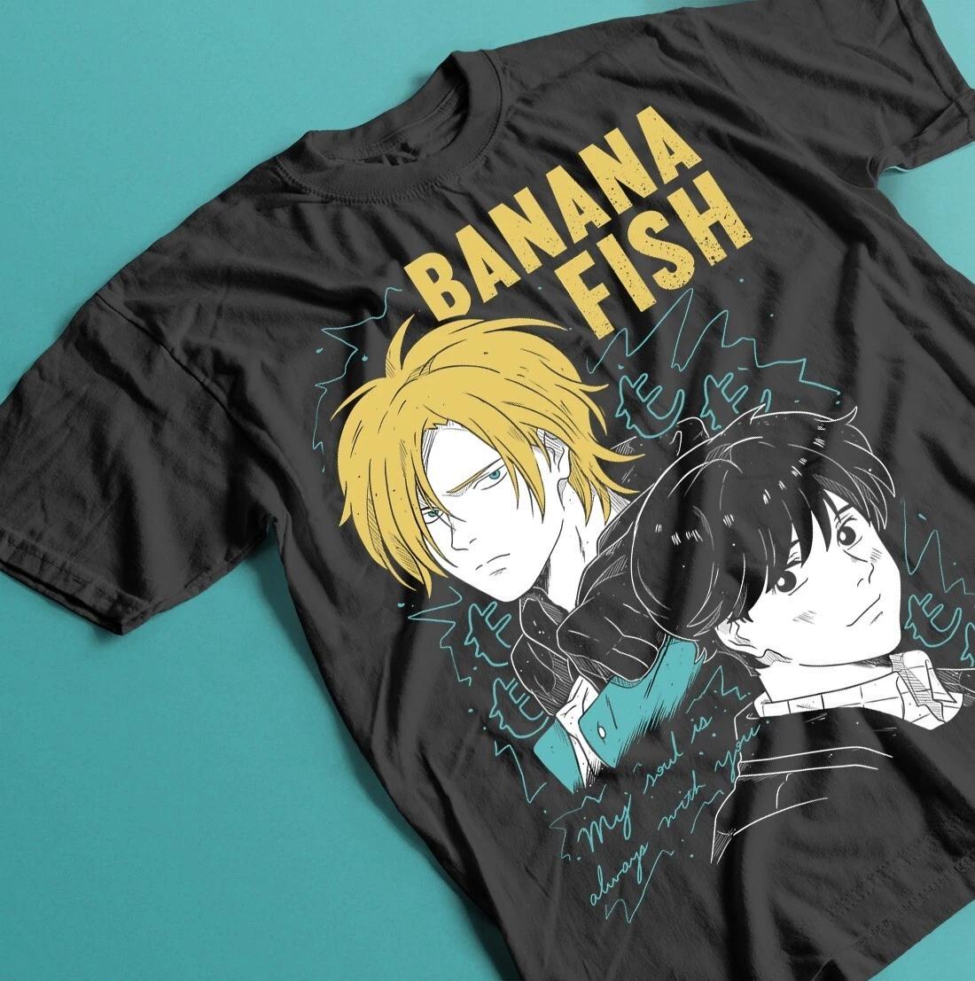 Аниме Футболка Унисекс Banana Fish - Эш Линкс Эйджи Карт Каваи Футболка, Одежда Манга XL