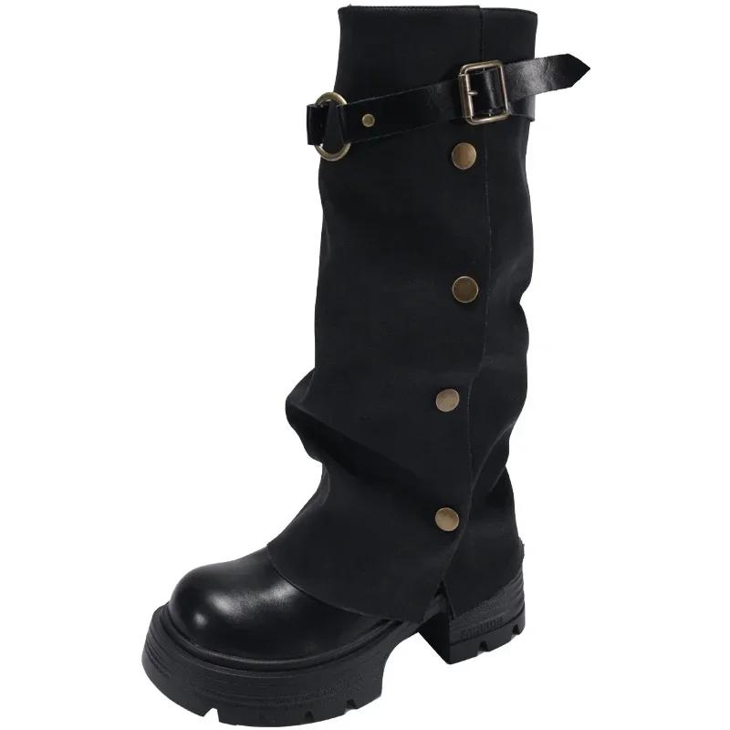 Fashion Winter Short Plush Women Knee High Boots Fashion Slip On Knight Long Booties Ladies Casaul Platform Heels Botas Mujer