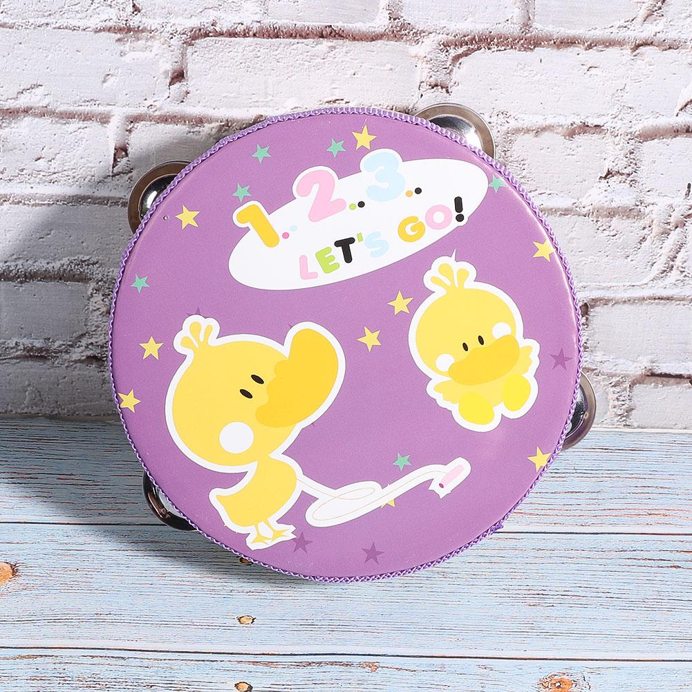 15cm Wooden Handheld Tambourine Hand Drum Bell Musical Percussion Instrument Toy Gift(2#)