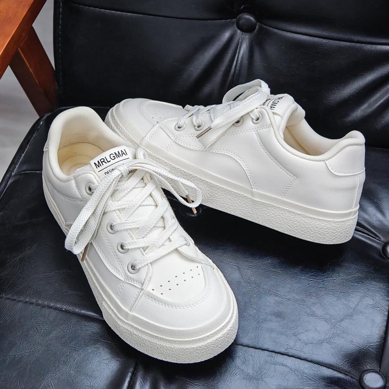 Shoes Men's Trendy Shoes Versatile Little White Shoes Men's Spring Trend Low-top Leather Flat Shoes Breathable Soft-soled Casual Shoes