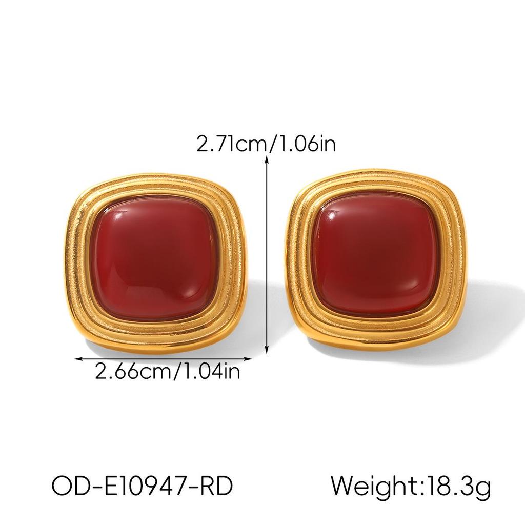 Retro Edelstahl 18k Gold Ohrringe: Nicht verblassende Titan-Ohrstecker, INS-Stil Leichter Luxusschmuck für Frauen