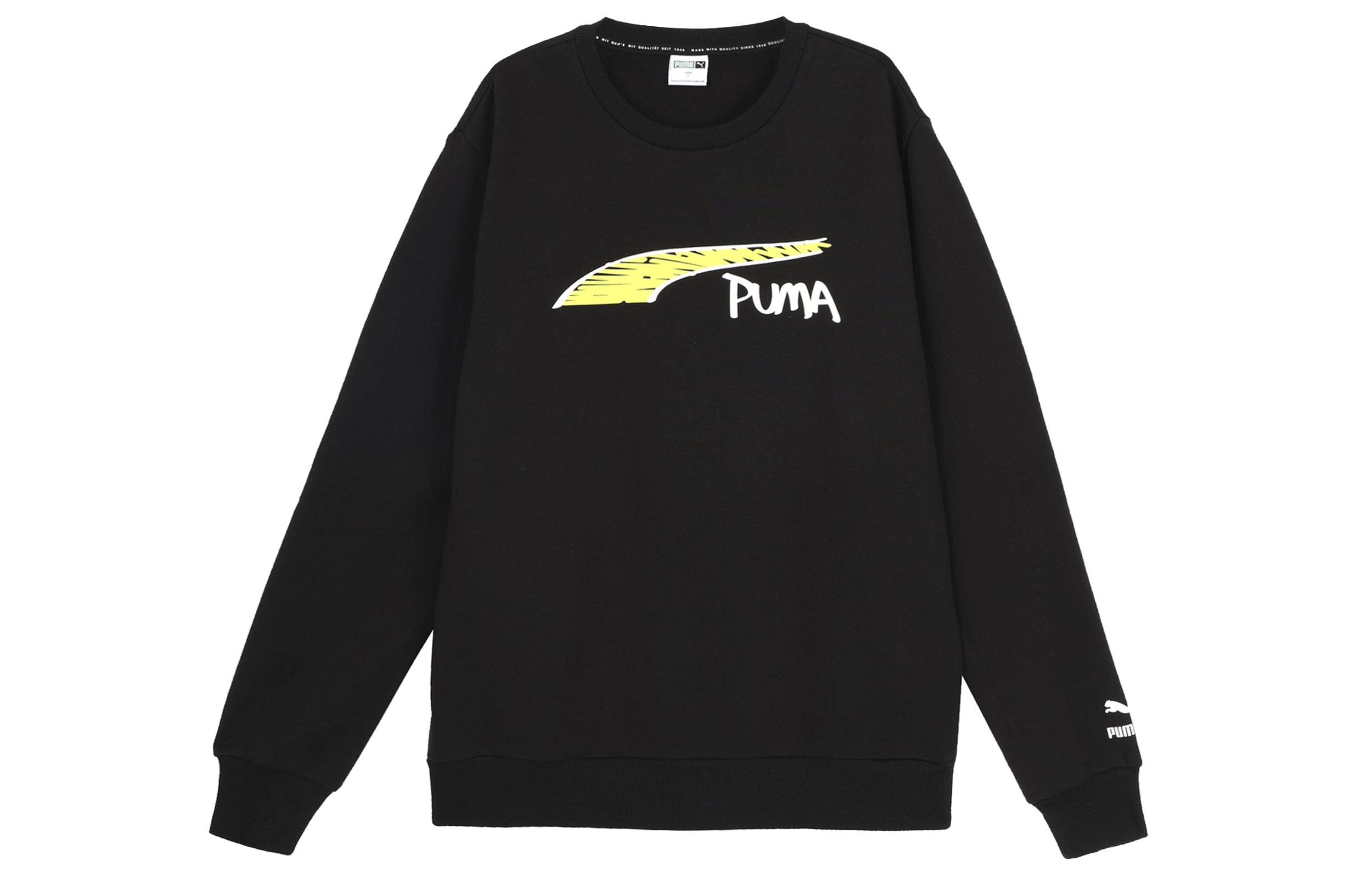 PUMA Sweatshirts Unisex Black Crew Neck Moderate Regular 535045-01 M