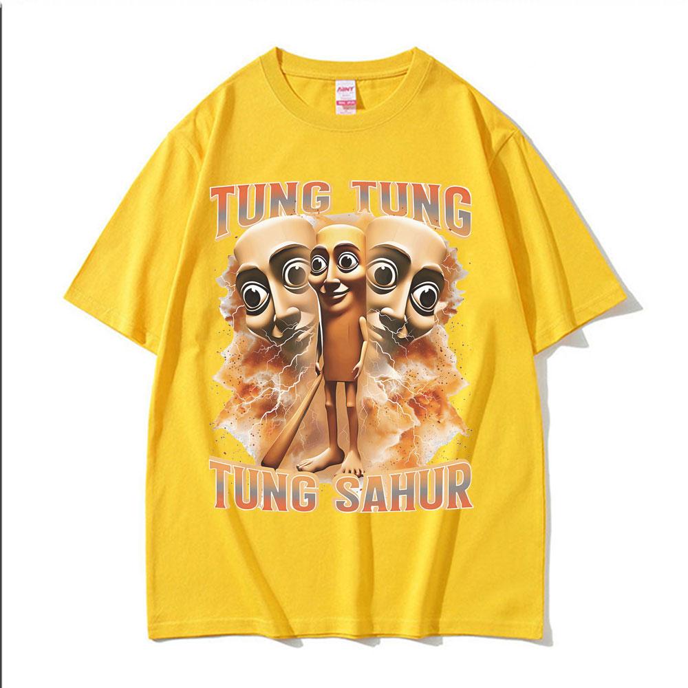 Tung Tung Tung Sahur Funny Baseball Bat Meme T Shirt Unisex Vintage Humor Short Sleeve Tshirts Unisex Oversized Pure Cotton Tshirt