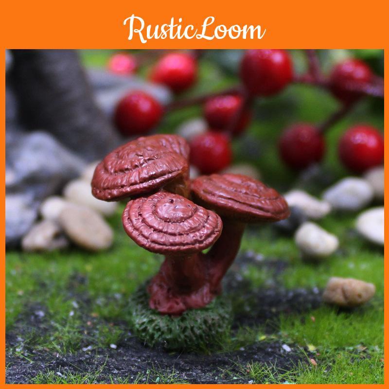 Landscape Mushroom Micro Resin Fungi Model With Faux Plants Decor Gifts Toy