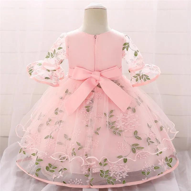 Vestito da bambina Vestito gonfio da bambina Piccola Prima Festa Principessa Gonna Girocollo Gonna floreale Stile principessa