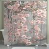 Pink Cherry Blossom Shower Curtain Hanging Flowers Spring Art Elegant Bathroom Decor Waterproof Printed Bath Curtain Home