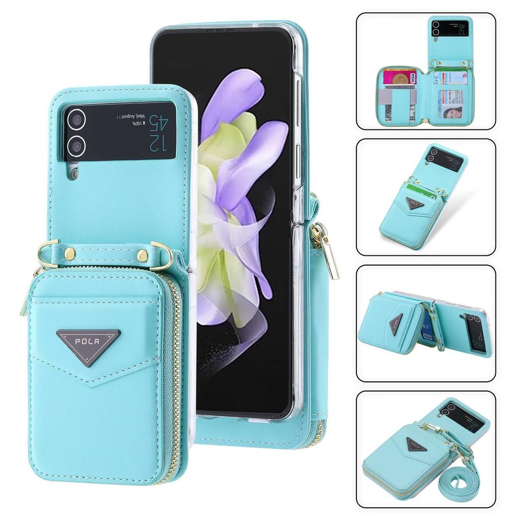 Suitable for Samsung Z Flip7 Mobile Phone Leather Case Z Flip5 Folding Mobile Phone Multifunctional Fashion Zipper Bag Oblique Span