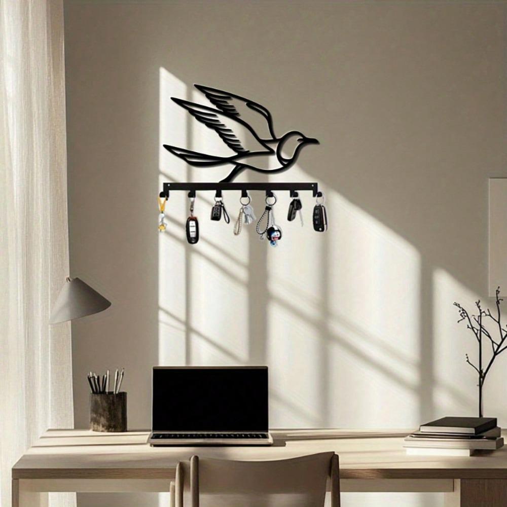 Bird Design Key Hanger 7 Hook Wall Mounted Organizer Rustproof Durable Home Decor
