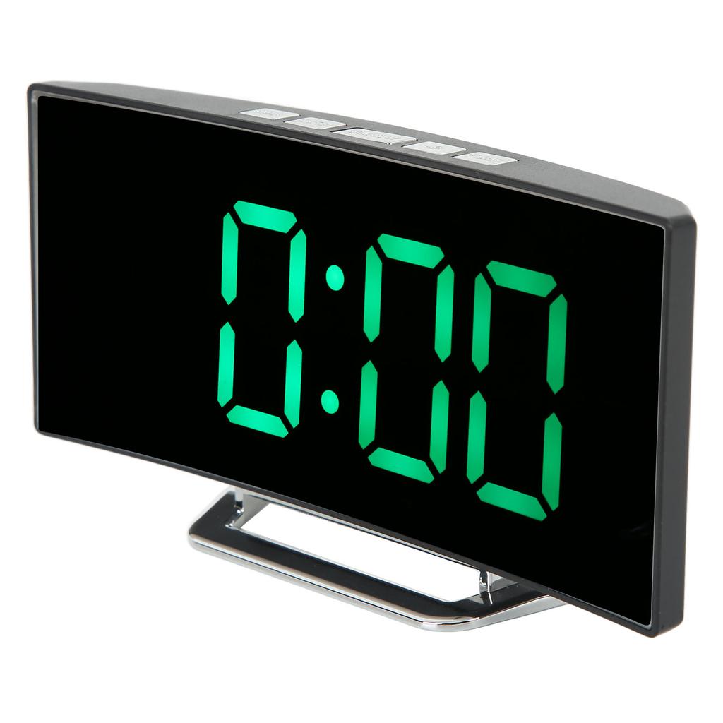 Digital Alarm Clock Mirror Smart Light Sensing Curved Screen LED Clock Digital Temperature Display Alarm Clock for