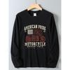 Original Foreign Trade Autumn and Winter Casual American Retro Print Simple Washed Loose Round Neck Long Sleeve T-Shirt Base Shirt for Men