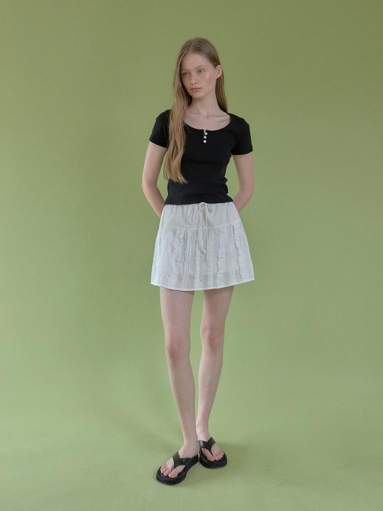 Heatherment Daphne Pintuck Skirt (White)
