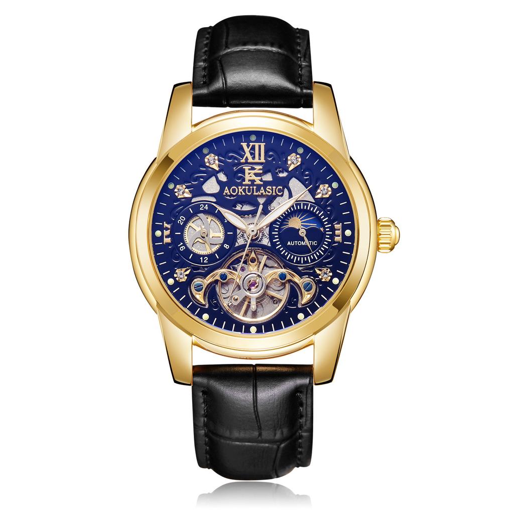 Aokulasic Ogulas Business Men'S Hollow Tourbillon Multifunctional Automatic Mechanical Watch Tide
