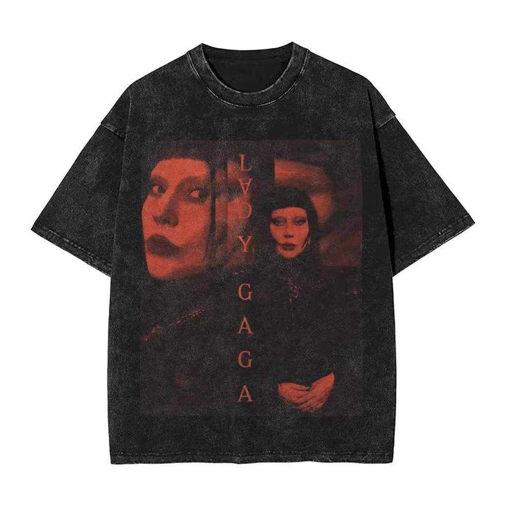 Tricouri Spălate 2026 Lady Gaga Mayhem Hip Hop Retro Vintage High Street Streetwear Tricouri cu Mânecă Scurtă cu Imprimeu Top Bărbați Femei Harajuku