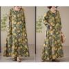 Loose Printed Round Neck Long Sleeve Dress Women's Long Dresses