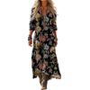 Damen Retro Blumenmuster Langarmkleid - Europäischer & Amerikanischer Stil