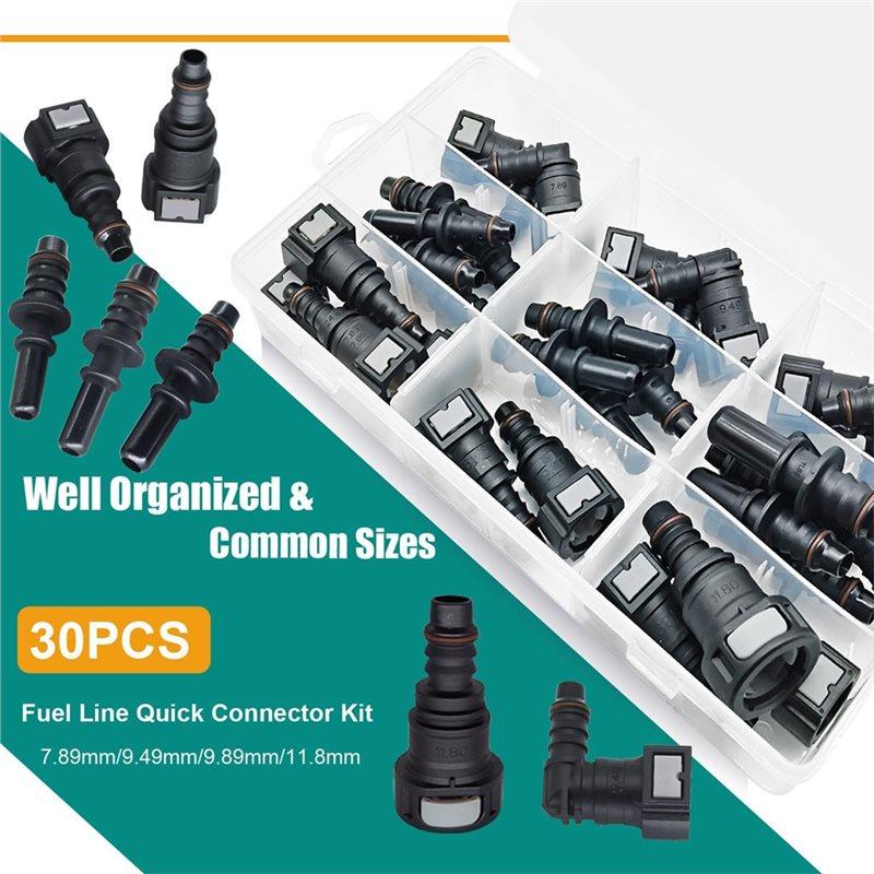 Hot Sale-Fuel Line Quick Connect Fittings, 30Pcs Fuel Line Repair Kit, 13 Size Hose Release Connector Straight Elbow