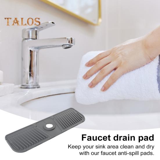 Silicone Faucet Mat Wrap Around Design Faucet Sink Splash Guard Dry Drying Pad for Kitchen Bathroom Counter Foldable Draining Tray Multipurpose Sink