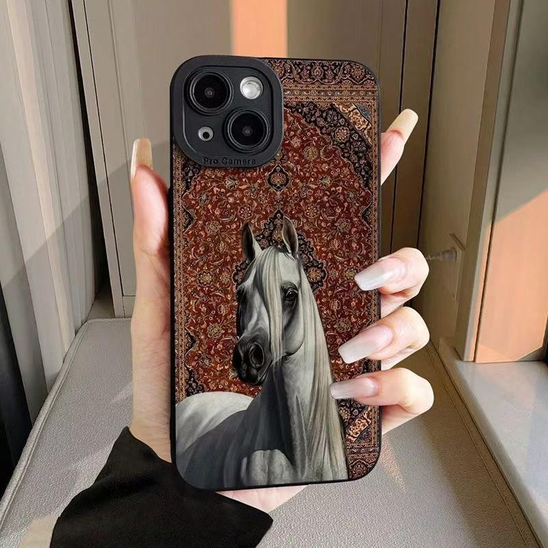 Patterned Horse Case for iPhone 13/14/15/16 Pro/17 Pro - Soft, Premium Fit
