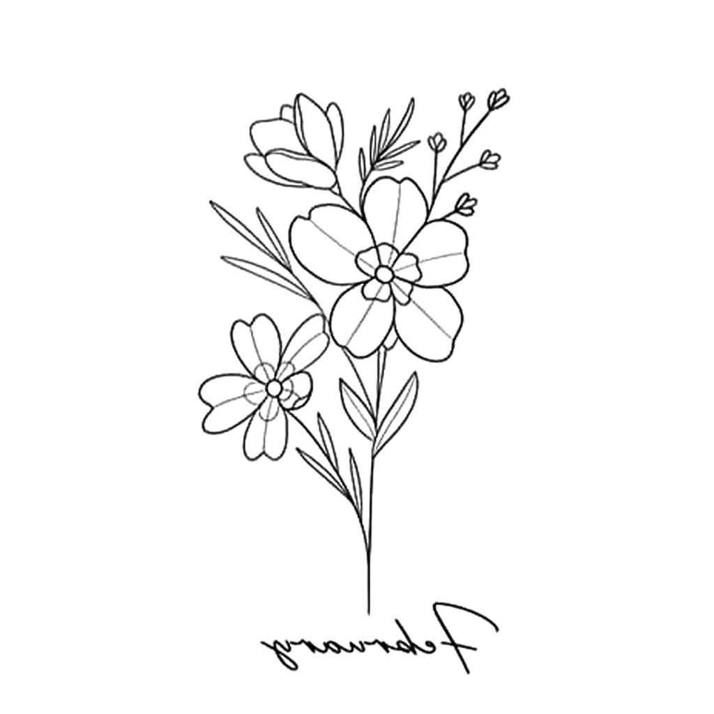 High-End Small Fresh Color Beautiful English Flower Hand Collarbone Simulation Flower Tattoo Sticker