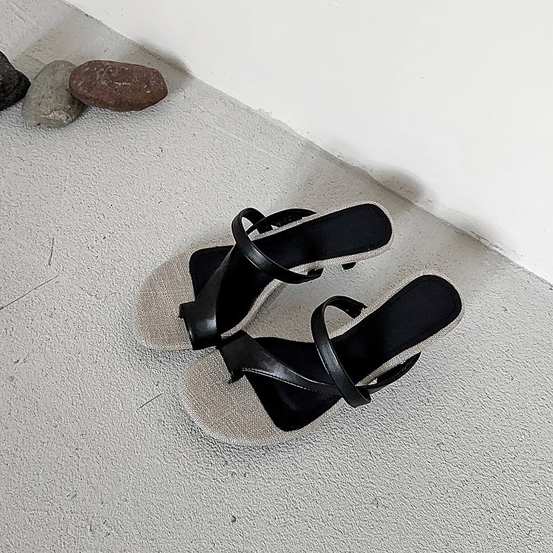 Krazing Pot Sheepskin Mules Summer Size 40 Flip Flops European Design Slip on Thin High Heels Women Peep Toe Sandals