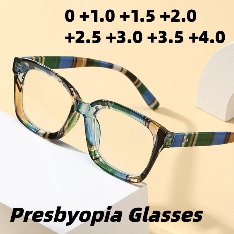 Stylish Colorful Striped Frame Reading Glasses Women Oversize High-Definition Comfortable Anti Blue Light Presbyopia Eyeglasses