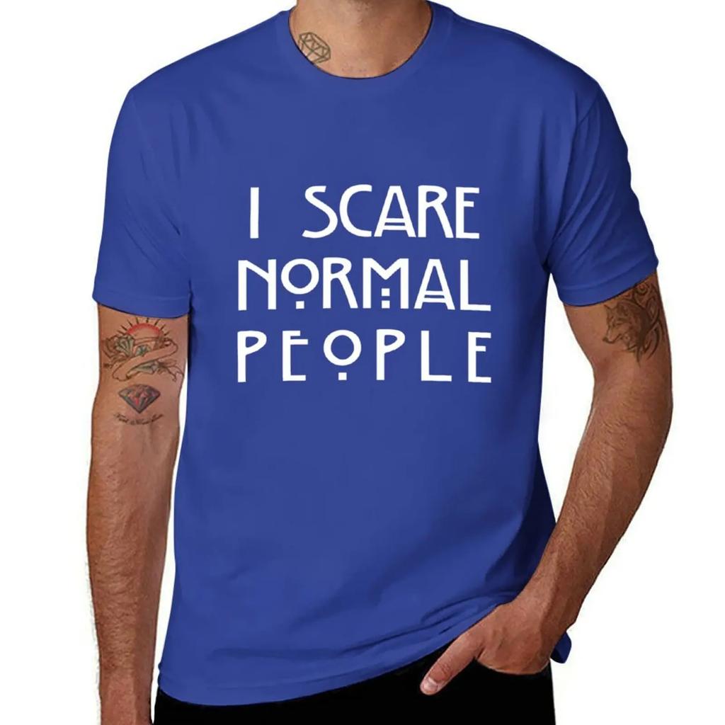 I Scare Normal People Black TShirt plain summer tops mens clothing