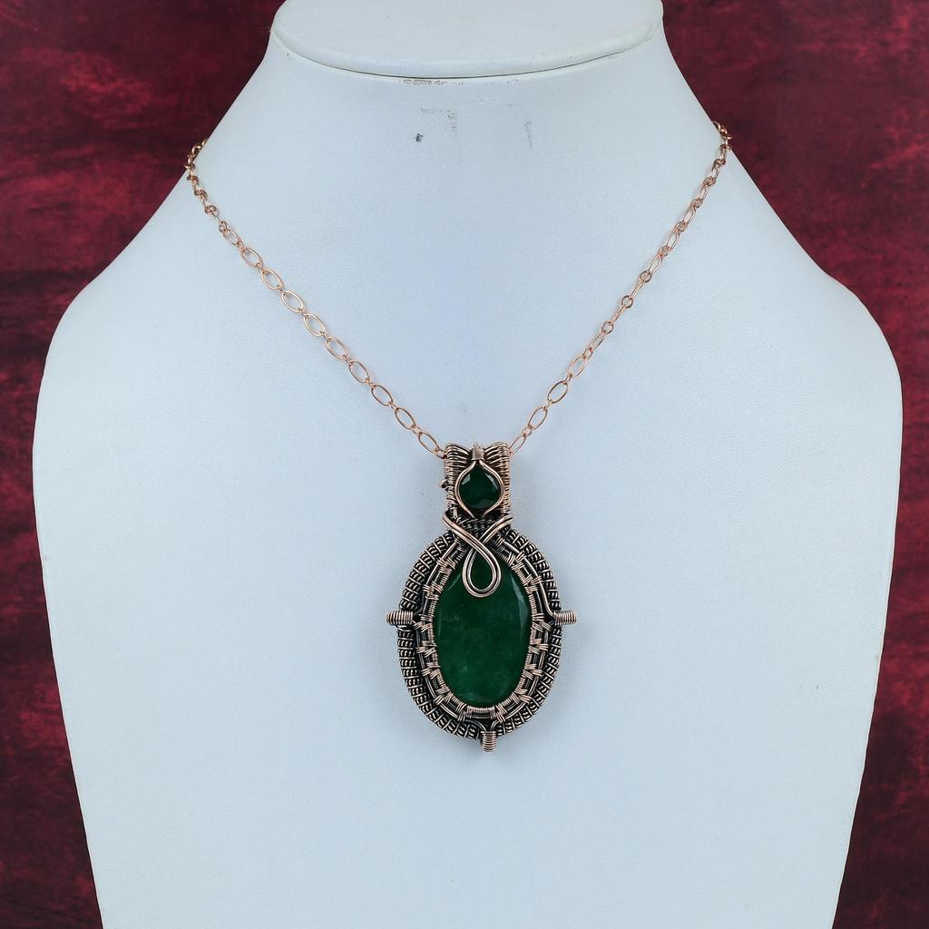 Faceted Zambian Emerald Pendant Copper Wire Wrapped Pendant Handmade Jewelry Gemstone Pendant Copper Wire Wrap Jewelry Anniversary Gifts